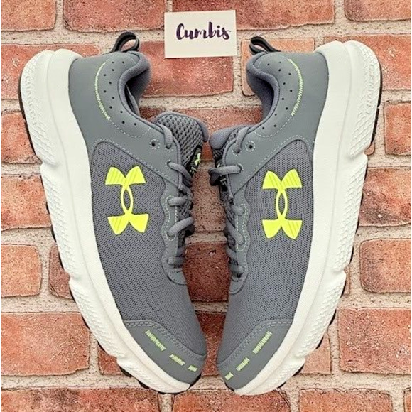 Under Armour Charged Assert 10- Men's Size 11 Gray Gravel Lime Running Shoes New - Picture 4 of 12